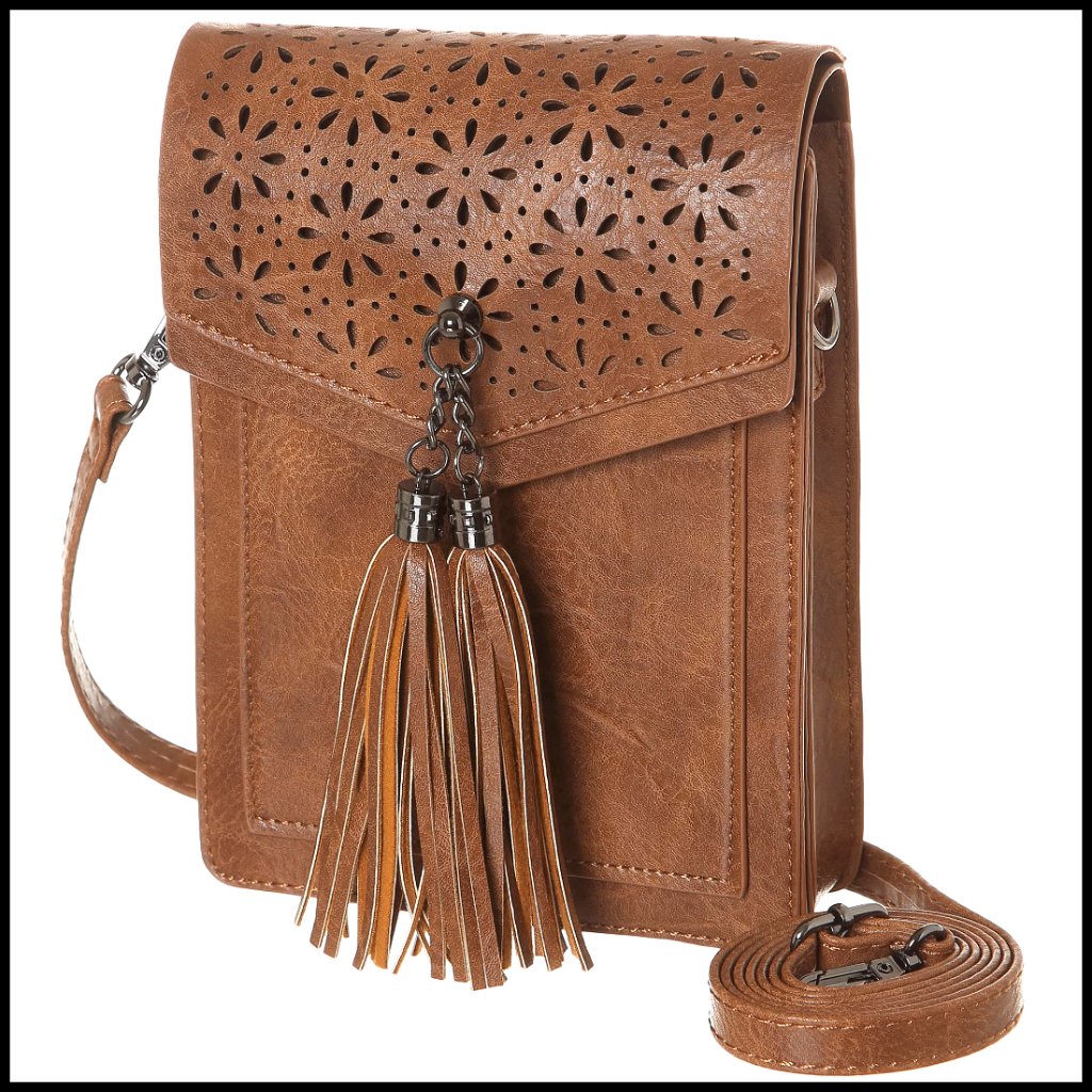 Small Vegan Leather Crossbody Phone Purse With Adjustable Strap